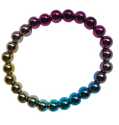 China Fashionable Colorful Hematite 8mm Round Bead Adjustable Bracelet For Women for sale