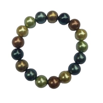 China Fashionable Hot Sale 12mm Natural Shell Pearl Stretch Bracelet For Women for sale