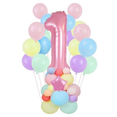 China Party 0123456789 Number Macarone Latex Balloon Birthday Full Year Moon Baby Package Combination Party Decoration balloon Set Arch for sale