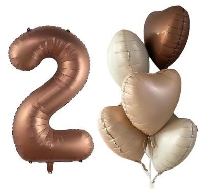 China Party Number 0123456789 Love 18inch Heart Wedding Balloon Cream Chocolate Color Colorful Foil Number 40 inch Balloon Set for sale