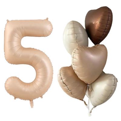 China Party Hot Selling Happy Birthday Wedding Balloon 18inch Heart 40inch Number 0123456789 Foil Number Caramel Colour Balloon Set for sale