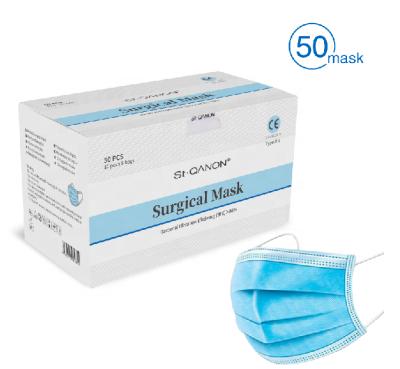 China Disposable Surgical Type IIR Disposable Flat Type Surgical Face Mask 3Ply Blue Color Water Proof Surgical Face Mask For Hospital Use for sale