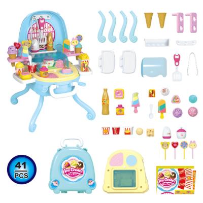 China Plastic Kitchen Toys Set Girls Lovely Suitcase Pretend Exquisite Colorful Light Dynamic Game Game Accessories Candy Ice Cream Music Play House Toys for sale