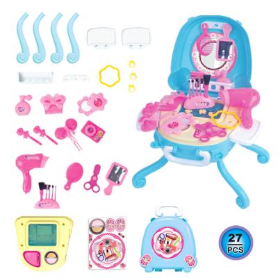 China Girls Play House Toys New Arrival Plastic Girls Play House Toy Light and Music Beauty Cosmetic Set Make Up Cute Portable Toys Storage Box for sale