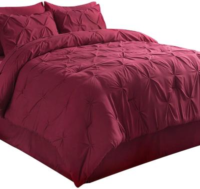 China Disposable Pinch Pleat Comforter Cover Queen, 2 Piece Pintuck Comforter Set, Microfiber All Season Down Alternative Bedding Set for sale