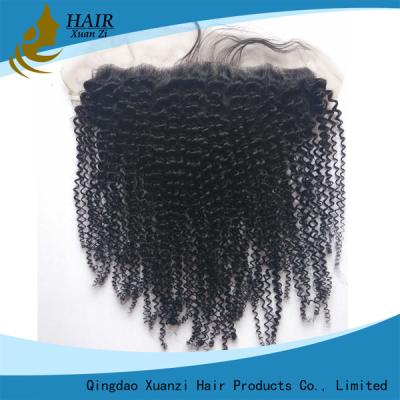 China Ear To Ear Hair Closures With A Natural Part , Kinky Curl Hair Full Lace Frontal Closure for sale