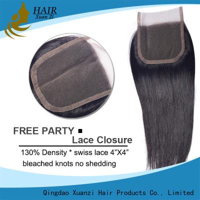 China parte frontal brasileira do fechamento de 4 * 4 polegadas, preto natural do Weave brasileiro do cabelo à venda