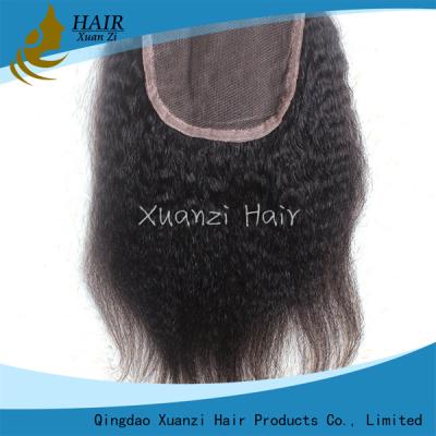 China Middle Part Human Hair Top Closures Kinky Straight 4 X 4 Dark Brown Grade 7A for sale