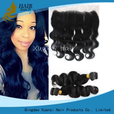 China 100% Real Virgin Clip In Human Hair Extension , Hair Closures With A Natural Part for sale