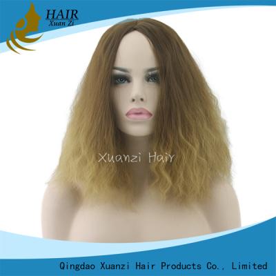 China Female Short Synthetic Hair Wigs Kinky Straight Lace Front High Temperature for sale