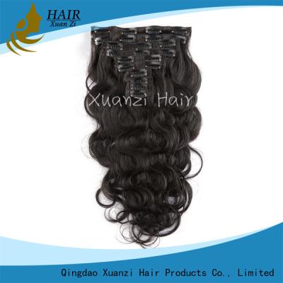 China Armadura rizada del pelo rizado de la Virgen, clip del cabello humano en extensiones ningún vertimiento en venta