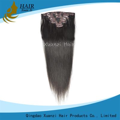 China Clip peruano negro del cabello humano de la naturaleza adentro, extensiones brasileñas del pelo ondulado en venta