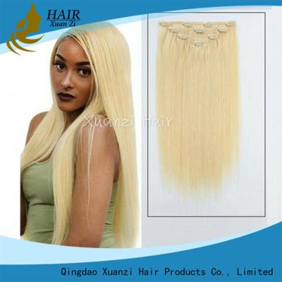 China Real Hair Remy Clip In Hair Extensions Double Drawn Silky Straight Style for sale