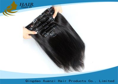 China El clip rizado hiperbólico en extensiones del pelo de la Virgen limpia suavemente en negro natural en venta