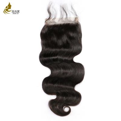 China 4 X 4 Lace Human Hair Top Piece Closure 14 Inch Length 130 % / 150 % / 180 % Density for sale