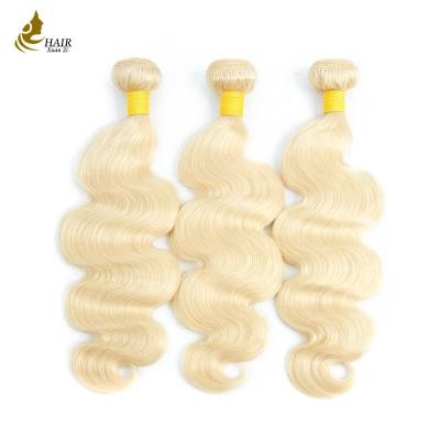 China Double Weft Colored Virgin Hair Extensions , 3 Bundles # 613 Remy Human Hair Extensions for sale