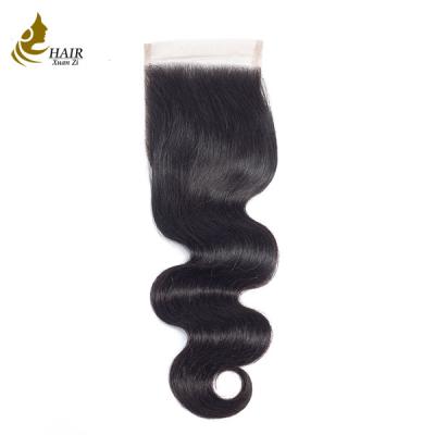 China Natural Color Human Hair Closure Pieces / Non Remy Human Hair Swiss Lace Closure for sale