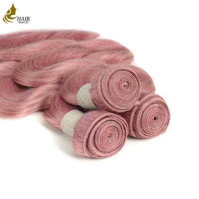 China Popular Pink Colored Human Hair Bundles 8-30inch Hair Weft With Closure for sale