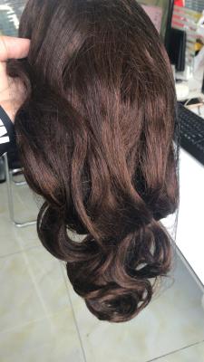 China Customized full lace human hair wig color4# body wave 16inch for client for sale