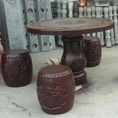 China European precast decorative concrete imitate round table and seat marble cut stone plastic molds for yard outdoor use for sale