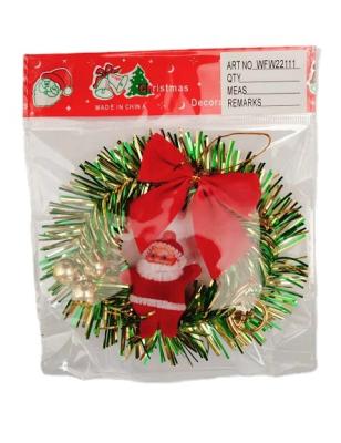 China Christmast Ornament Christmas Garland Ring Artificial Pine Needle Xmas Gift With Mini Santa Claus Christmas Decorative for sale