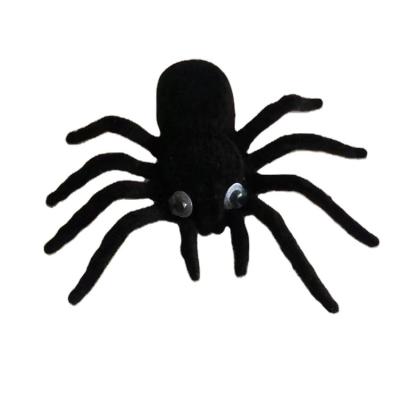 China Popular Halloween Flocking Spider Decoration Funny Toys Party Black Flocking Spider for sale