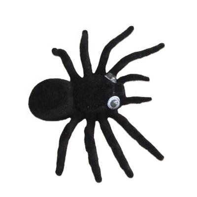 China Mini Popular Halloween Spider Plastic Spider Toys Spider Black Flocking Model For Party OPP Packing for sale