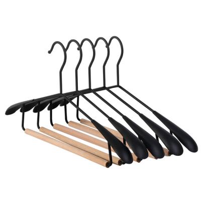 China Modern new products black white metal wide suits coat rack wooden pants racks multifunctional hanging hanger for sale