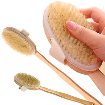 China Wholesale Natural Long Handle Boar Hair Long Handle Wood Massage Exfoliating Bath Shower Brush for sale