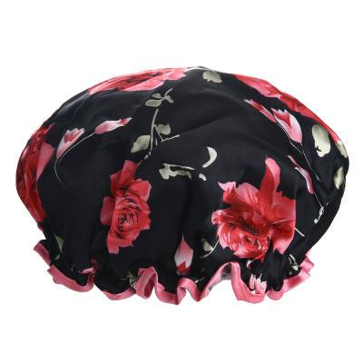 China Sustainable Double Layers Bath Covers Waterproof Shower Cap Bath Spa Salon Hat for Kids Girls and Women for sale