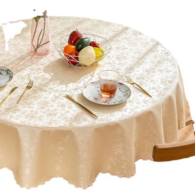 China Best selling oilproof tablecloth large size white gold outdoor waterproof banquet wedding round tablecloth for sale