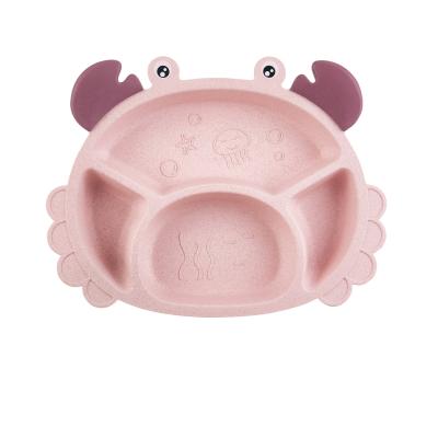 China Wholesale 3pcs Modern Crab Shape Kids Bamboo Fiber Dinnerware Sets Kids Dinnerware Sets With Dishes Bowls Cups for sale