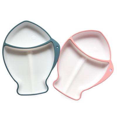 China Modern Hot Sales Fish Shape Dishes Silicone Suction Baby Food Serving Dish Bowls Healthy Tableware for sale