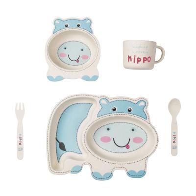 China Amazon Baby Food Dinnerware Set Modern Hot Selling Bamboo Feeding Cartoon Animal Child Dish Dish for sale