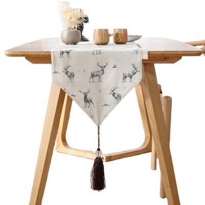 China Durable Nordic Type Table Runner Milu Deer Decoration Cotton Dining Table Double Thickened Runner For Sale for sale