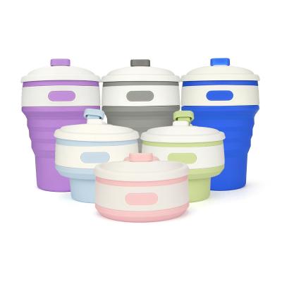 China Outdoor Viable Wholesale Portable Sport Recycle Drinking Water Coffee Cup Collapsible Silicone Collapsible Water Bottle 350ml for sale