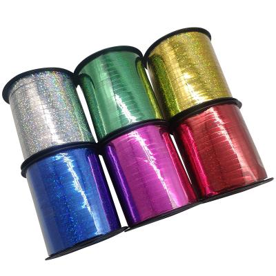 China Brithday /WeedingParty Decor Ribbon Wedding Birthday Party Balloon Ribbon /GiftsChristmas Gift Wrapping Ribbon Ornament 5mm 250 Yards Gold Laser Silver Ribbon Balloon for sale