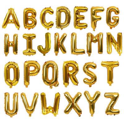 China Toy Wholesale Gold Promotional Small Size 16 Inch Alphabet Letter Aluminum Foil Balloons For Happy Birthday Wedding Festival Party Decoration for sale