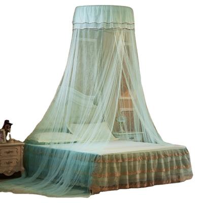 China Polyester green round automatic lace folded mosquito net foldable bed for girls for sale