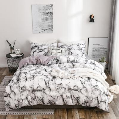 China Amazon Wish Anti-Static Bedding Set Vegan Printed Bedding Set Hot Selling Marbling Comforter Sheet Set for sale