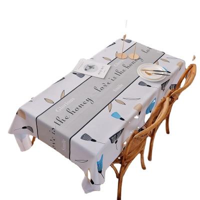 China Rectangular Waterproof White Geometry Oil Proof PVC Plastic Tablecloth Waterproof for sale