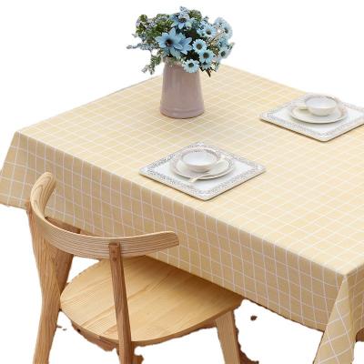 China Waterproof Yellow PEVA Grid Party Oil Proof Plaid Rectangle Tablecloth for sale