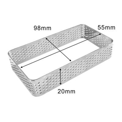 China Sustainable Rectangle Perforated Ring Stainless Steel Mousse Mold Metal Cake Tart Ring for sale