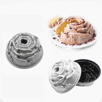 China Cake Baking Rose Cast Aluminum Flower Bundt Cake Pan Non-Stick Cake Pan for sale