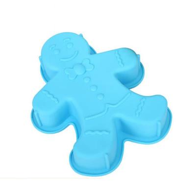 China Sustainable Christmas Gingerbread Man Silicone Cake Mold Cake Mold Heat Resistant Bakeware for sale