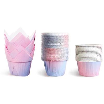 China Colorful Cupcake Disposable Cupcake Liner Tulip Baking Cups Cupcake Roll Disposable Paper Cups for sale