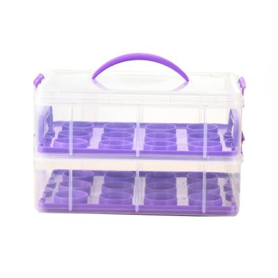 China Sustainable Plastic Cupcake Carrier 24-Hole 2-Tier Cup Cake Display Container Cake Storage for sale