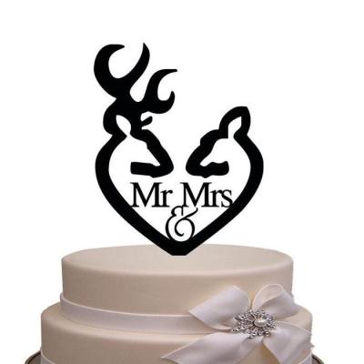 China Mr. and Mrs. Christmas Viable Elks Acrylic Cake Topper Christmas Deer Cake Decorating Picks for sale