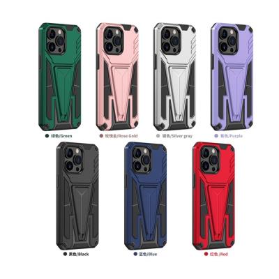 China Cell Phone Case Drop Resistant Shockproof Armor Cover With V-Bracket For iPhone 13/13 pro Max Cell Phone Covers for sale