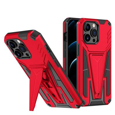 China Heavy Duty Shockproof Drop Cell Phone Case Cover With V-Bracket For iPhone 13 Cell Phone Armor Kickstand Case for sale